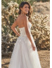 Strapless Ivory Lace Tulle Airy Wedding Dress